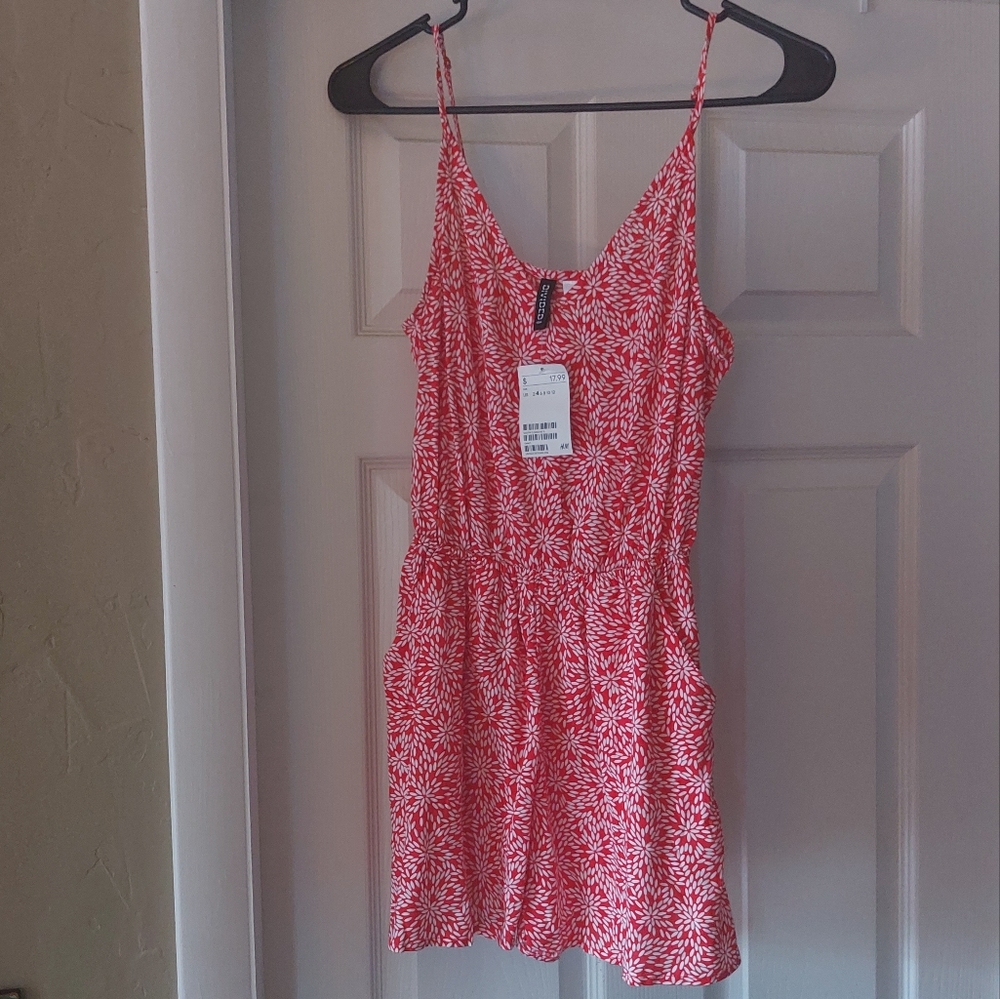Red romper with pockets